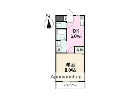 ガーデンハイツ三名壱番館(1DK/4階)の間取り写真