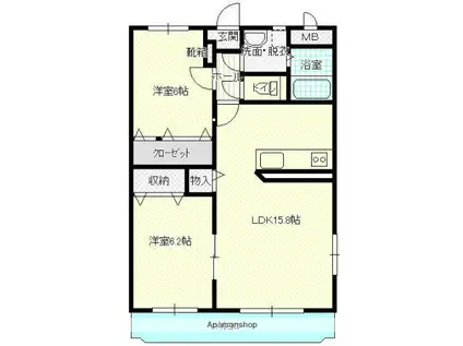 FIELD(2LDK/2階)の間取り写真