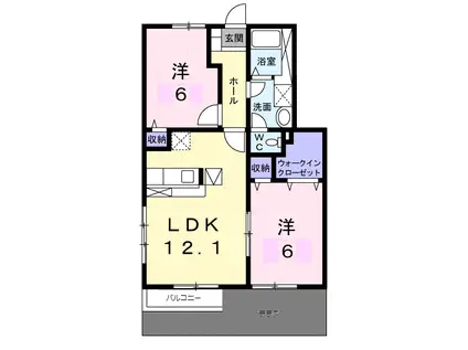 ヴィラージュⅠ(2LDK/1階)の間取り写真