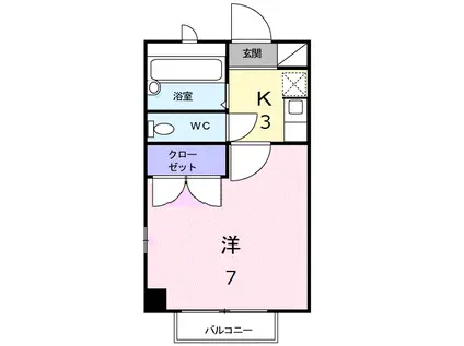 ベウラハイツ(1K/1階)の間取り写真