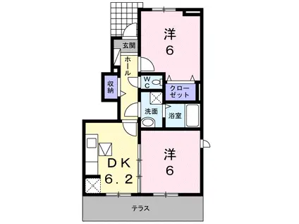 クローバーポンドE棟(2DK/1階)の間取り写真