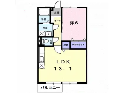 ニューエルディム伏石(1LDK/2階)の間取り写真