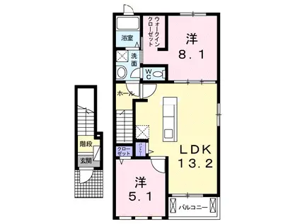 アンダンテ イースト E(2LDK/2階)の間取り写真