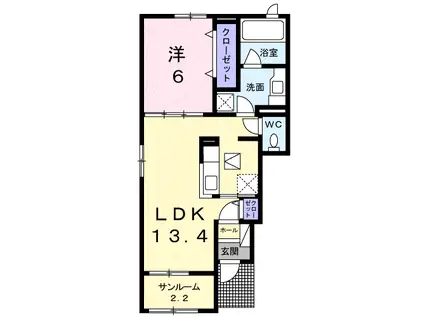 エトワールⅠ(1LDK/1階)の間取り写真