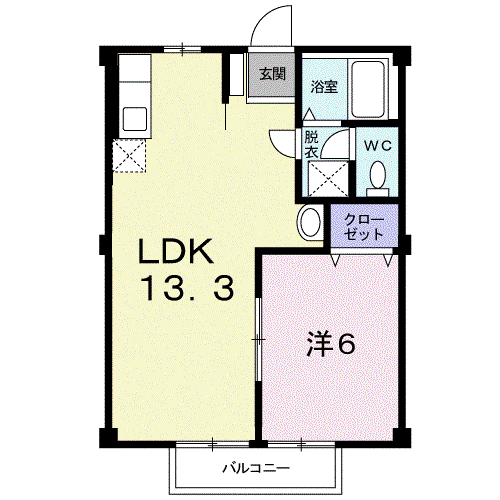 ロッジカントリー(1LDK/2階)の間取り写真