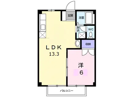 ニューシティー八栗口B(1LDK/2階)の間取り写真