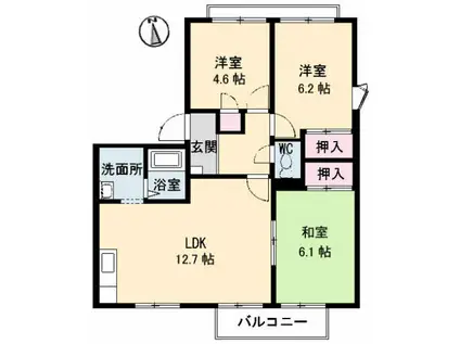 フレグランス藤ノ木 A棟(3LDK/1階)の間取り写真