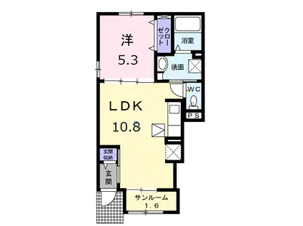 セレブレイト ヒルズⅠ(1LDK/1階)の間取り写真