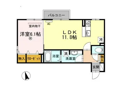 ラ・ルミエールA(1LDK/2階)の間取り写真