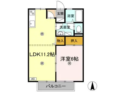 太田田園ハイツ D棟(2DK/2階)の間取り写真
