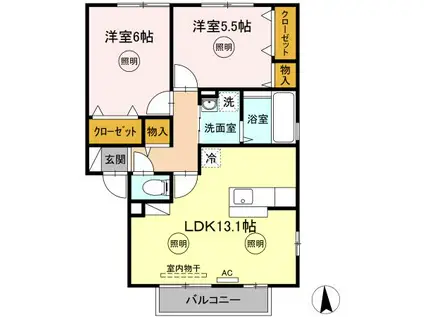 サンパティークA(2LDK/2階)の間取り写真