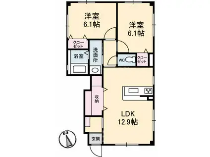 フォブールN Ⅱ(2LDK/1階)の間取り写真