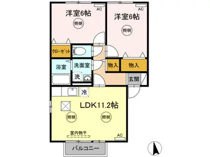 ユイマールガーデンIIA(2LDK/1階)の間取り写真