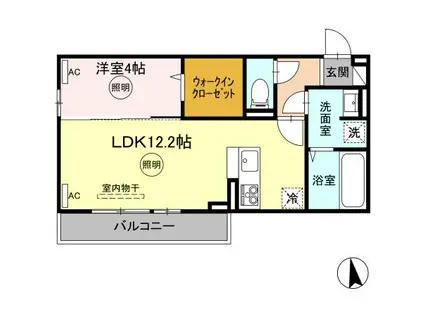 カルテット D棟(1LDK/3階)の間取り写真