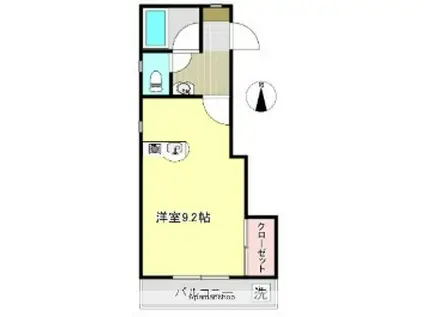 サンシティ新開Ⅱ(ワンルーム/2階)の間取り写真