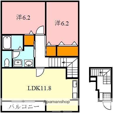 アヴェニューノムラ(2LDK/2階)の間取り写真