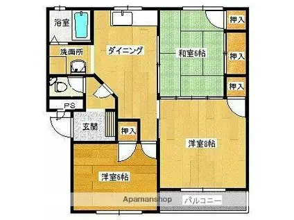 ハイムTAKAHASHI(3DK/1階)の間取り写真