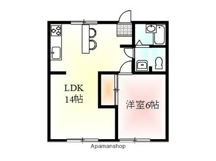 つくしコーポ(1LDK/1階)の間取り写真