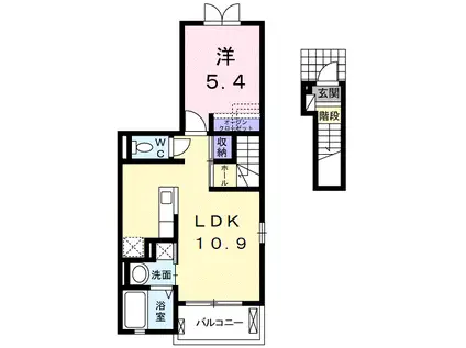プランタン ソレイユ(1LDK/2階)の間取り写真