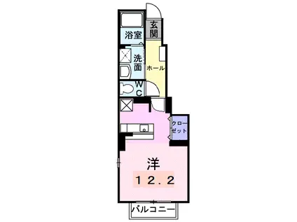リヴァード・プレッソⅠ(ワンルーム/1階)の間取り写真