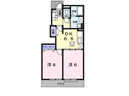 ラッキーB(2DK/1階)の間取り写真