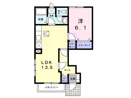 エスポワールHATAⅠ(1LDK/1階)の間取り写真