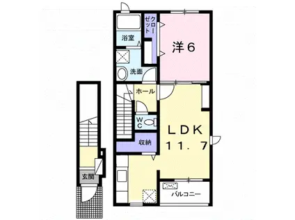 ルーベル太田A(1LDK/2階)の間取り写真