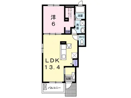 ルーベル太田D(1LDK/1階)の間取り写真