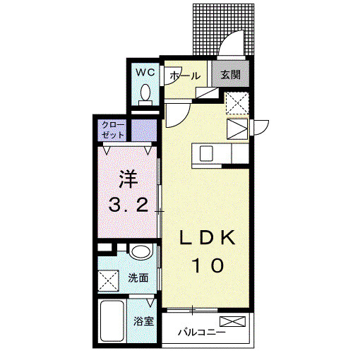 ロイヤルパークⅡ(1LDK/1階)の間取り写真