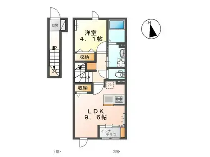 プルンバーゴ(1LDK/2階)の間取り写真