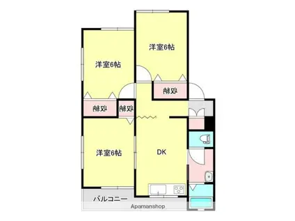 ハイツリバティⅢ(3DK/2階)の間取り写真