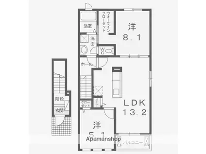 フェリオ(2LDK/2階)の間取り写真