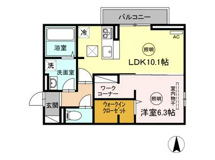 ナーブ屋島A棟(1LDK/1階)の間取り写真