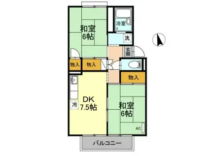 ファミールえんざ C棟(2DK/2階)の間取り写真