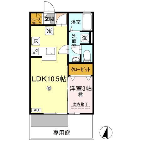 T・コート(1LDK/1階)の間取り写真