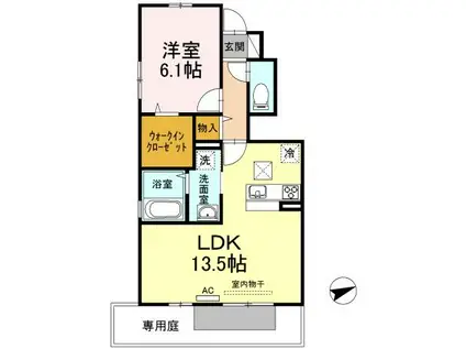 ミシェールエクラ(1LDK/1階)の間取り写真