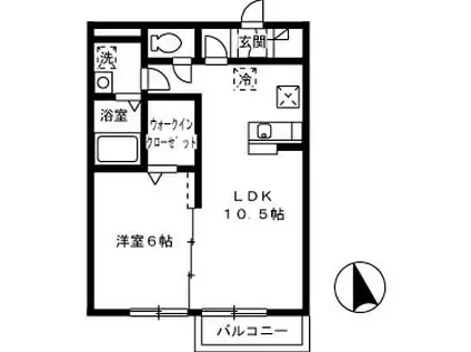 リビングタウン高松中央A棟(1LDK/1階)の間取り写真