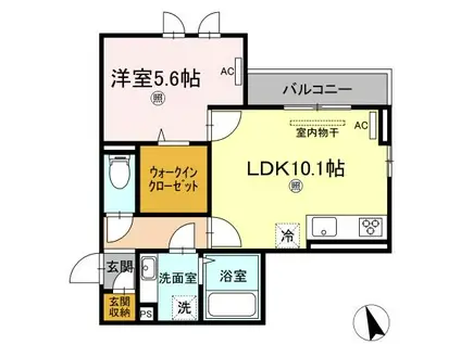 アパッショナート東浜(1LDK/2階)の間取り写真