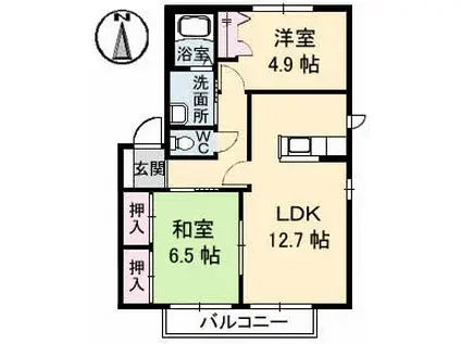 コートMT D館(2LDK/2階)の間取り写真