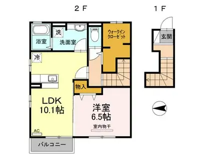 ベル・パエーゼ・青木(1LDK/2階)の間取り写真