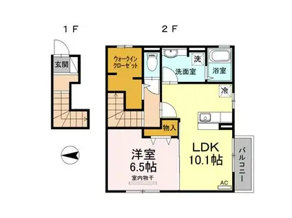 ベル・パエーゼ・青木(1LDK/2階)の間取り写真