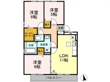 ルコネッサンス(3LDK/1階)の間取り写真