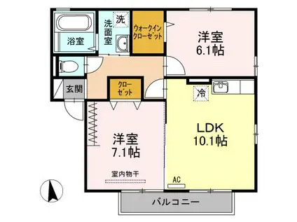 サンパティーク B棟(2LDK/2階)の間取り写真