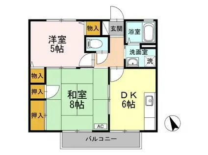 ハイツアベニールB(2DK/1階)の間取り写真