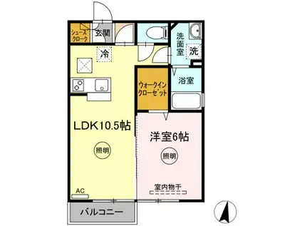 プリマヴェーラ・Y(1LDK/1階)の間取り写真