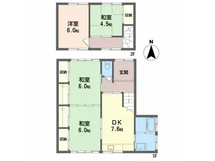 高徳線 木太町駅 徒歩12分 2階建 築44年(4DK)の間取り写真