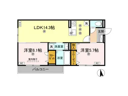 セレノアールA(2LDK/3階)の間取り写真