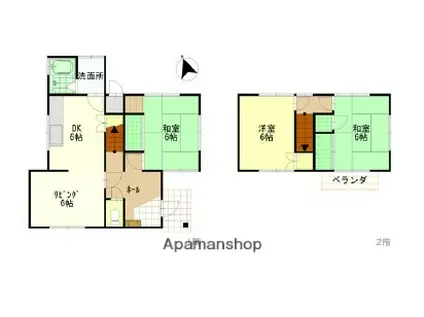 鬼無町藤井一戸建て(4DK/2階)の間取り写真