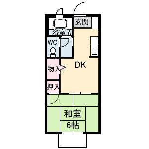 フォブール高崎(1DK/2階)の間取り写真