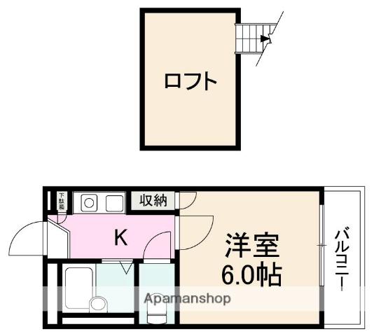太田下町第3(1K/2階)の間取り写真